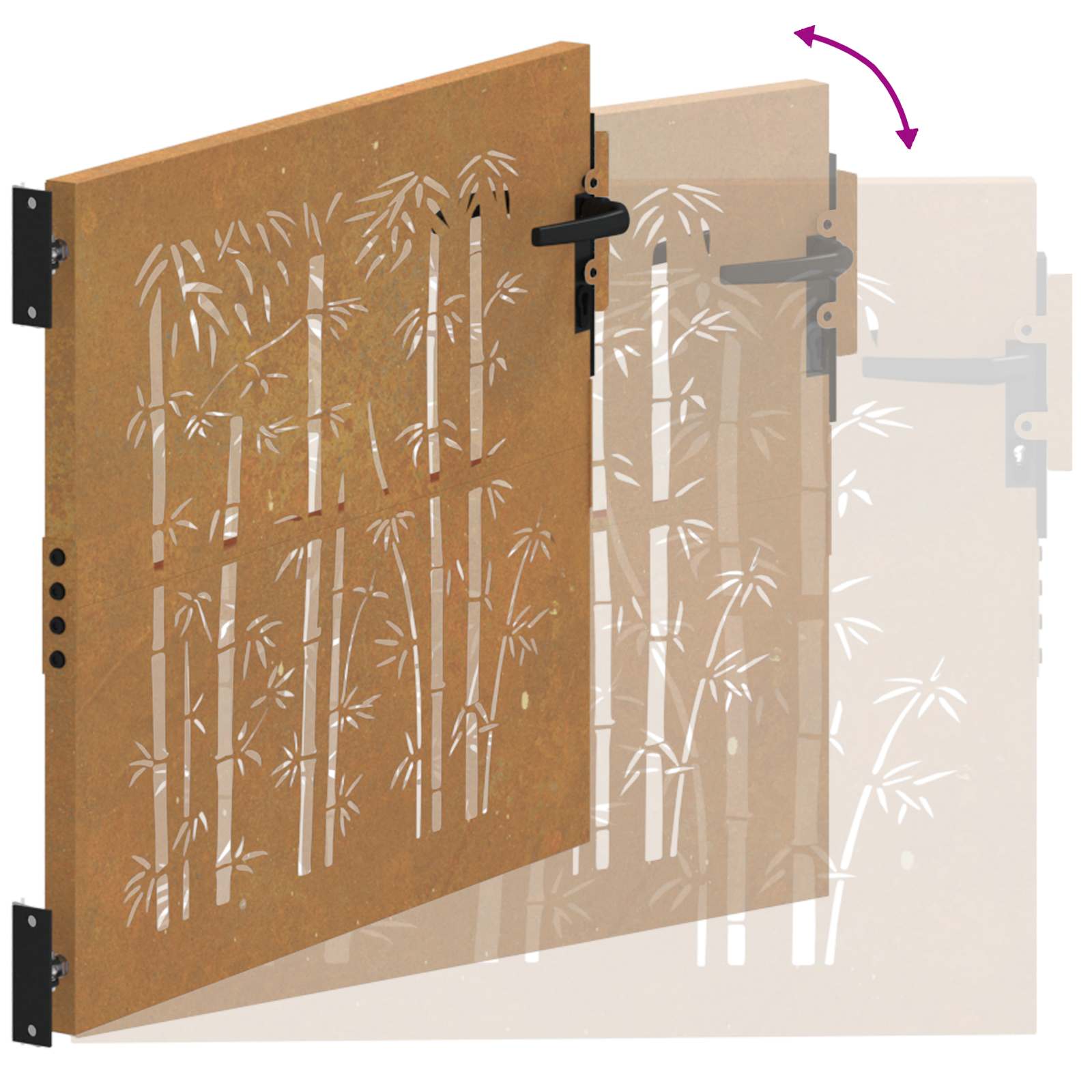 Puutarhaportti 85X100 Cm Corten-Teräs Bambukuvio