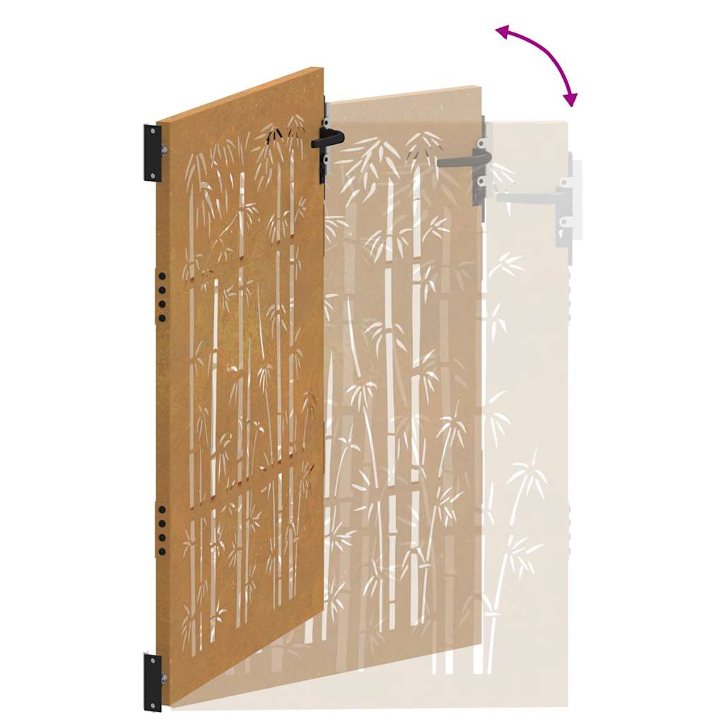 Puutarhaportti 85X125 Cm Corten-Teräs Bambukuvio