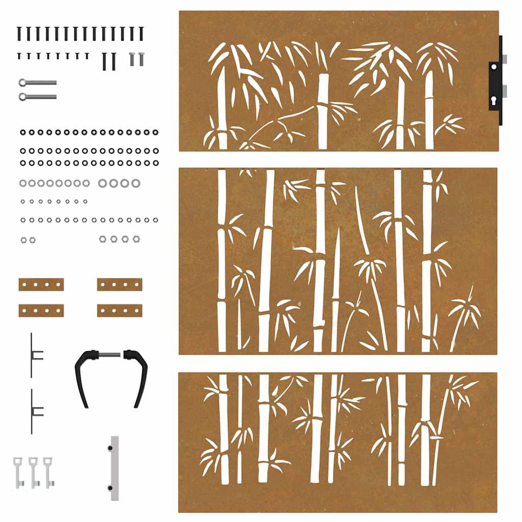 Puutarhaportti 85X125 Cm Corten-Teräs Bambukuvio
