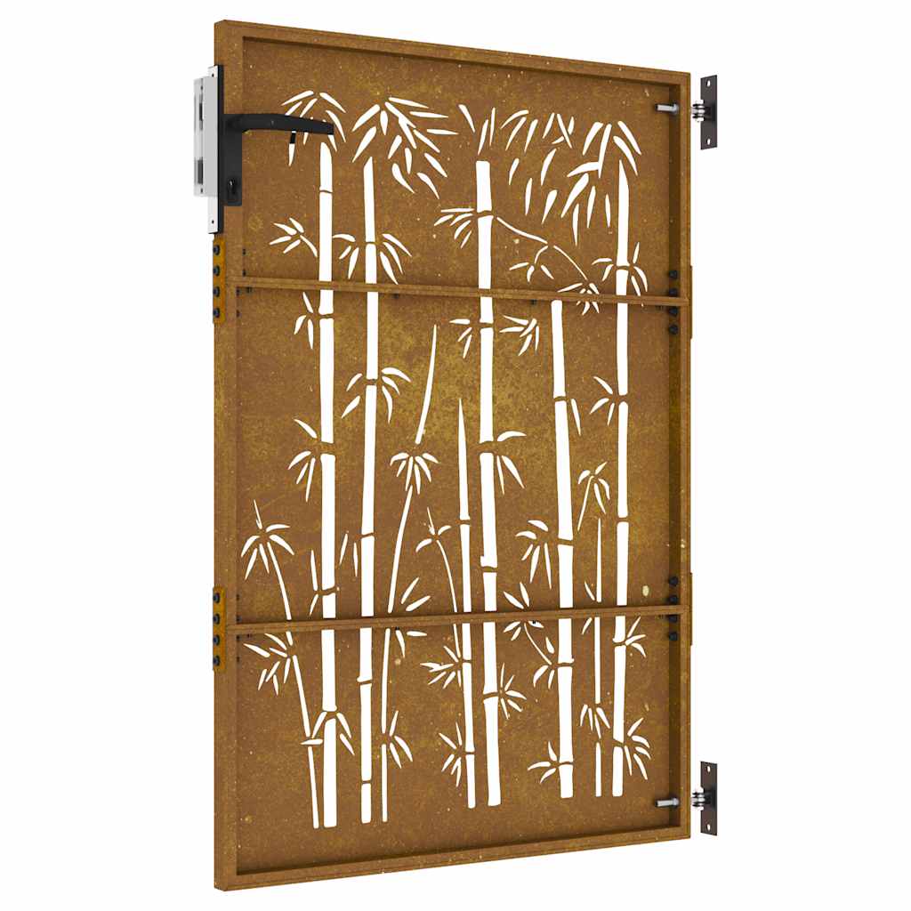 Puutarhaportti 85X150 Cm Corten-Teräs Bambukuvio