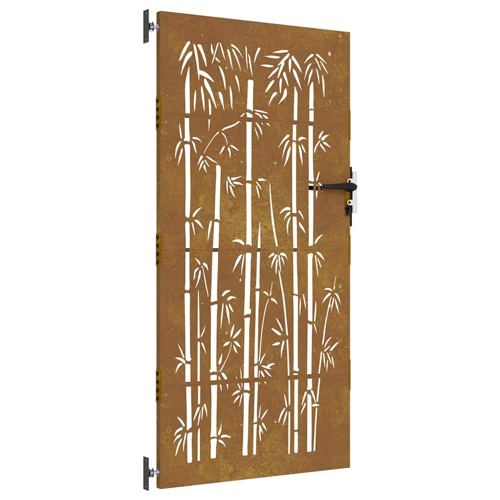 Puutarhaportti 85X200 Cm Corten-Teräs Bambukuvio