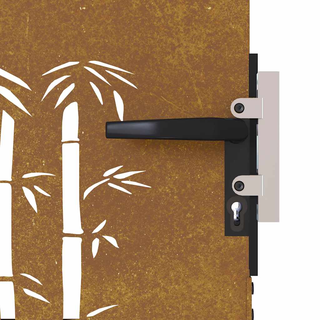 Puutarhaportti 85X200 Cm Corten-Teräs Bambukuvio