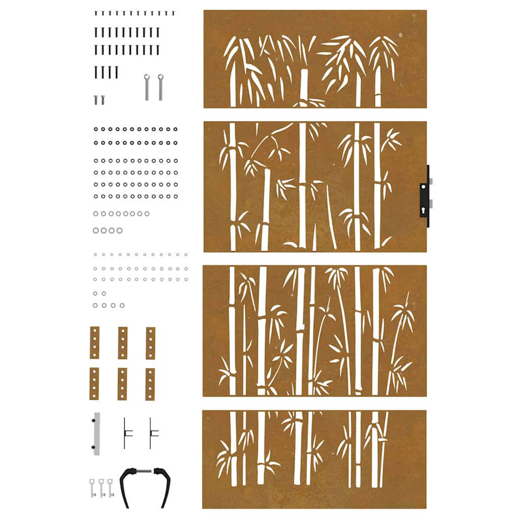 Puutarhaportti 85X200 Cm Corten-Teräs Bambukuvio