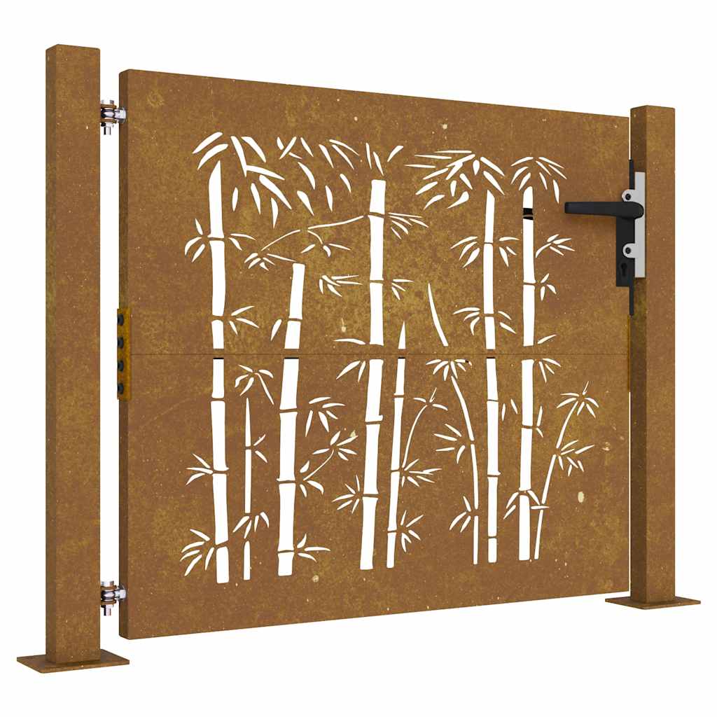 Puutarhaportti 100X75 Cm Corten-Teräs Bambukuvio