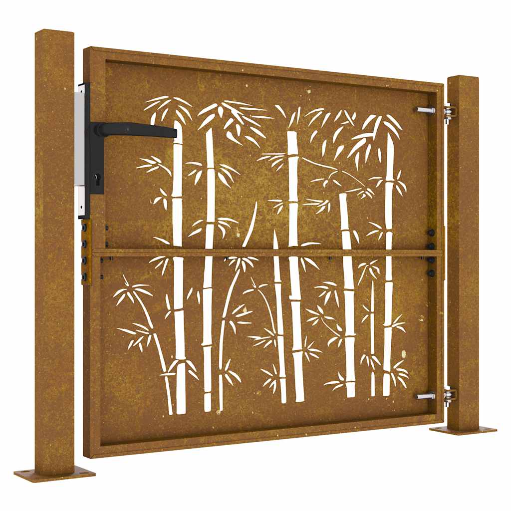 Puutarhaportti 100X75 Cm Corten-Teräs Bambukuvio