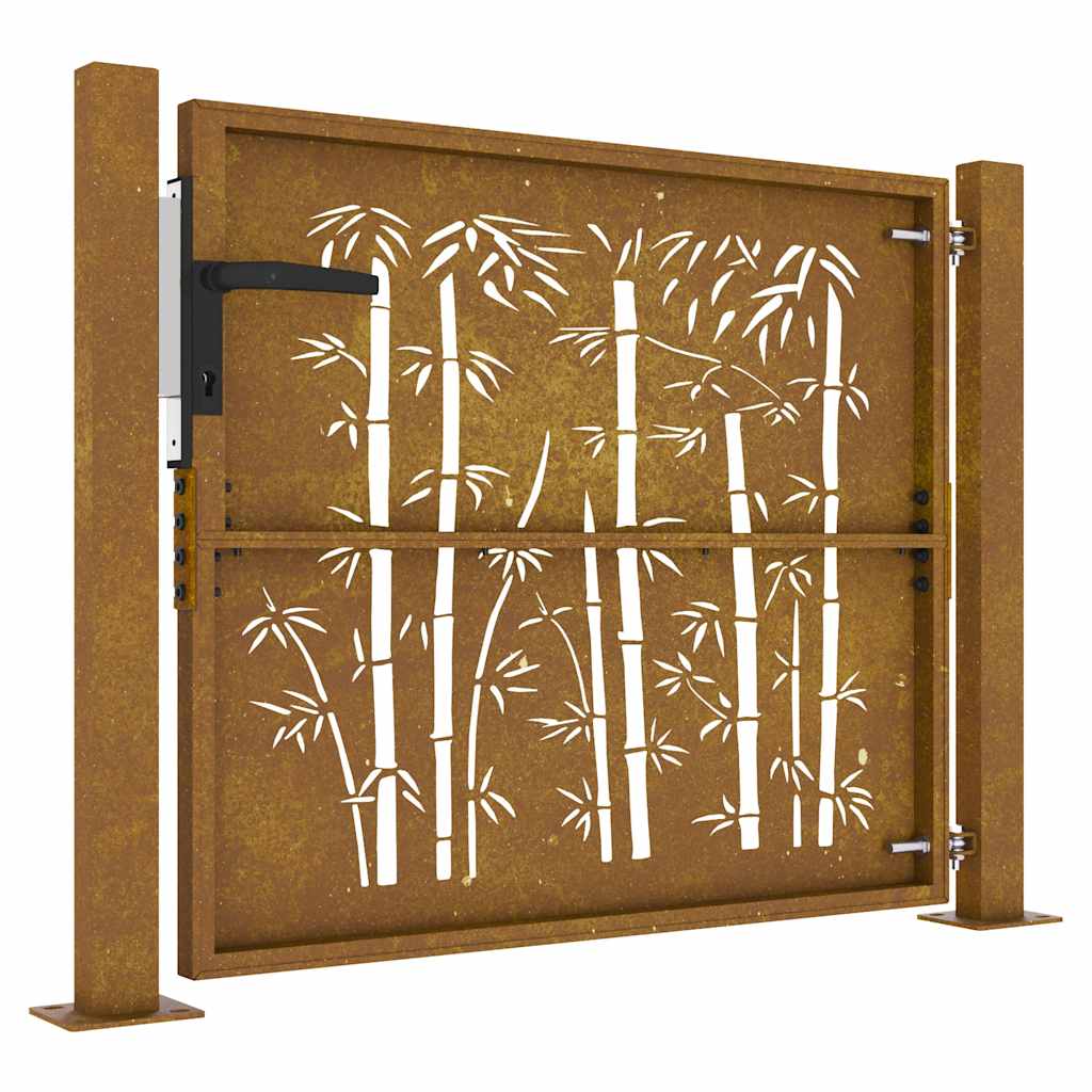 Puutarhaportti 100X100 Cm Corten-Teräs Bambukuvio