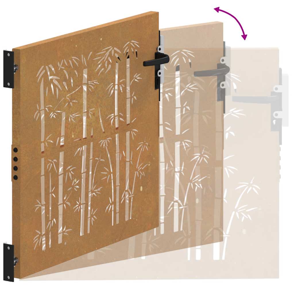 Puutarhaportti 100X100 Cm Corten-Teräs Bambukuvio
