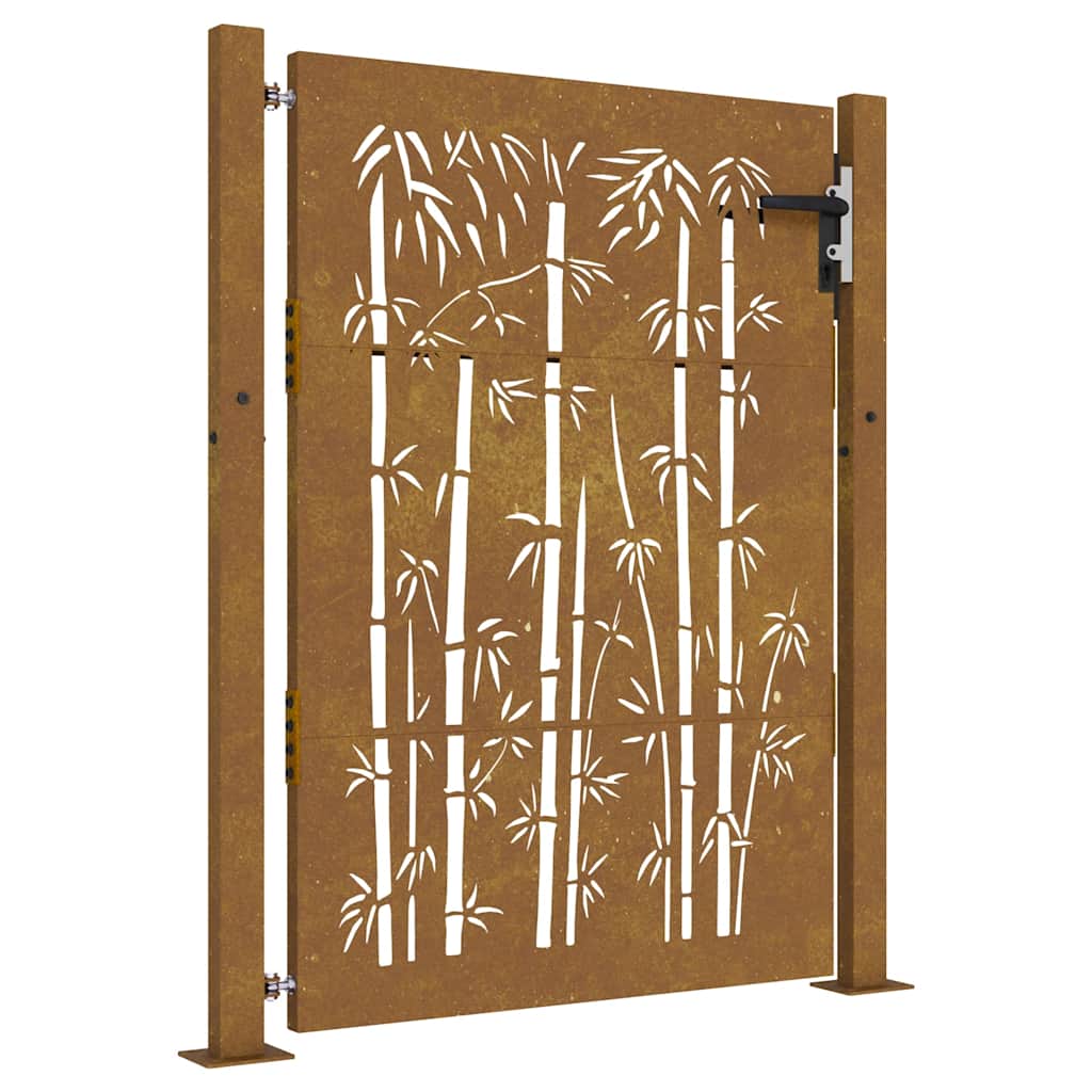 Puutarhaportti 100X125 Cm Corten-Teräs Bambukuvio