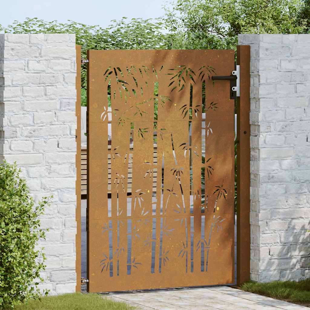 Puutarhaportti 100X125 Cm Corten-Teräs Bambukuvio