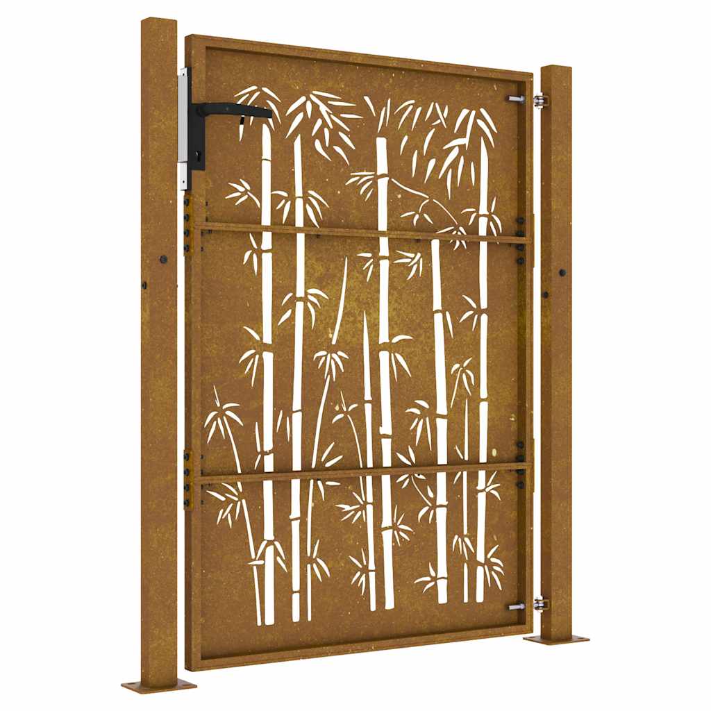 Puutarhaportti 100X125 Cm Corten-Teräs Bambukuvio
