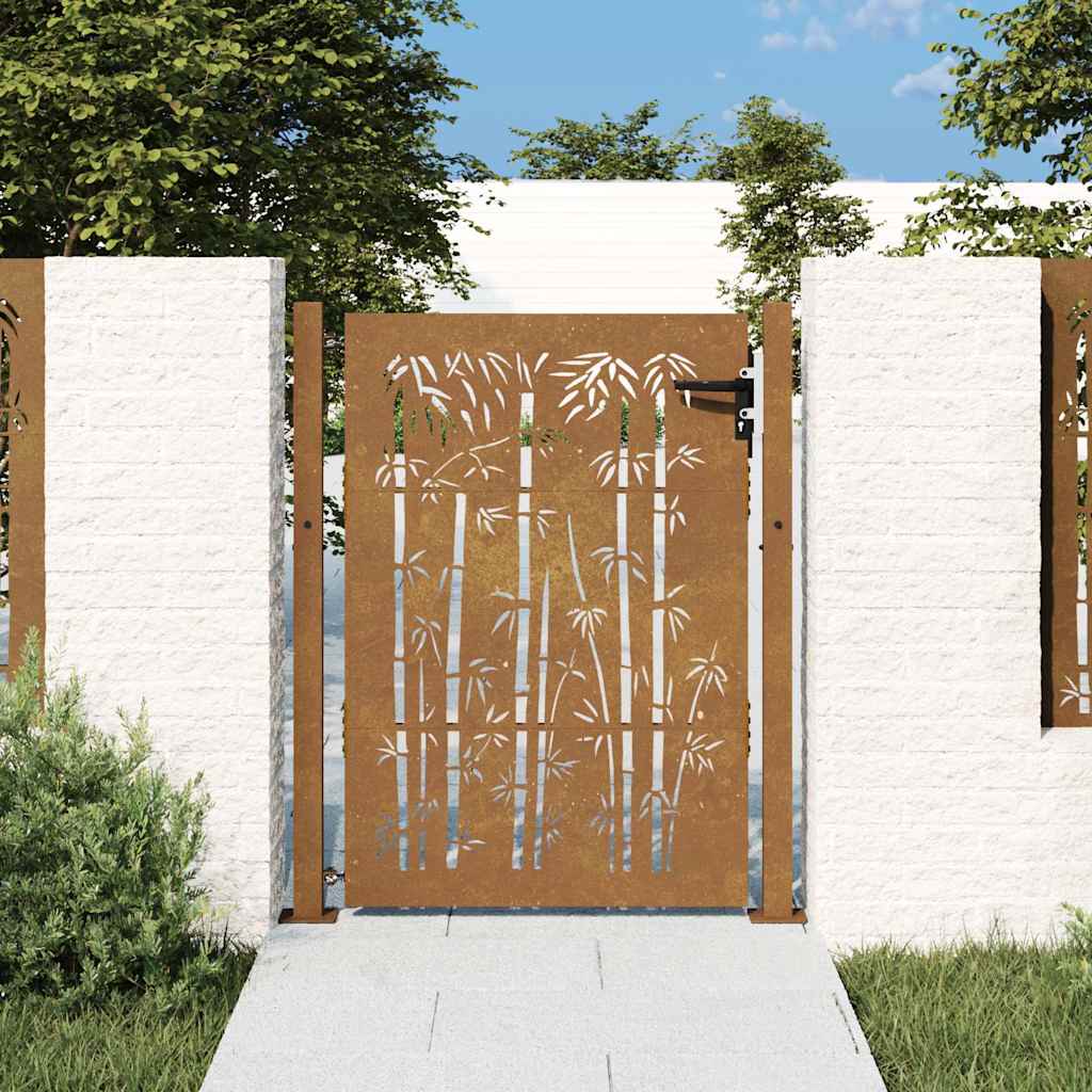 Puutarhaportti 100X125 Cm Corten-Teräs Bambukuvio