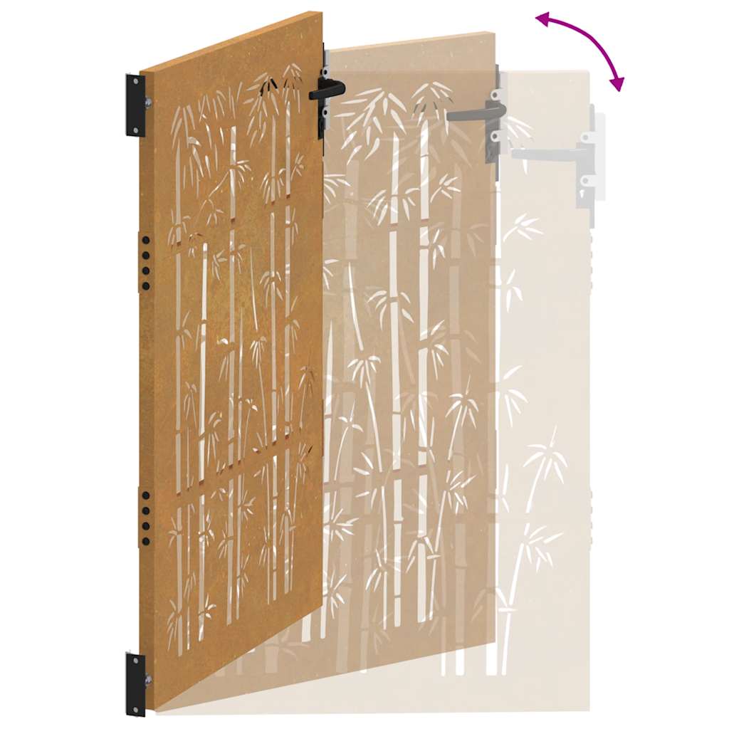 Puutarhaportti 100X150 Cm Corten-Teräs Bambukuvio