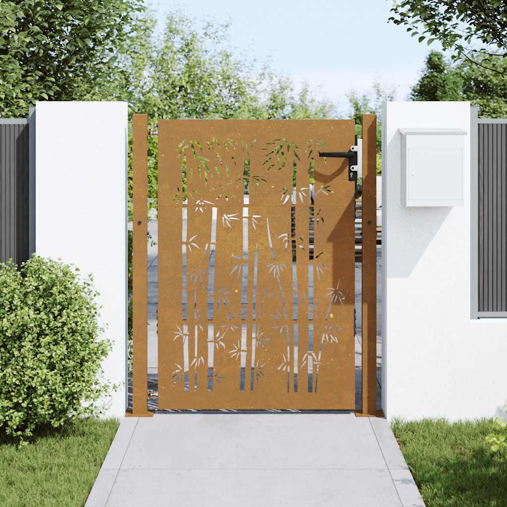 Puutarhaportti 100X150 Cm Corten-Teräs Bambukuvio