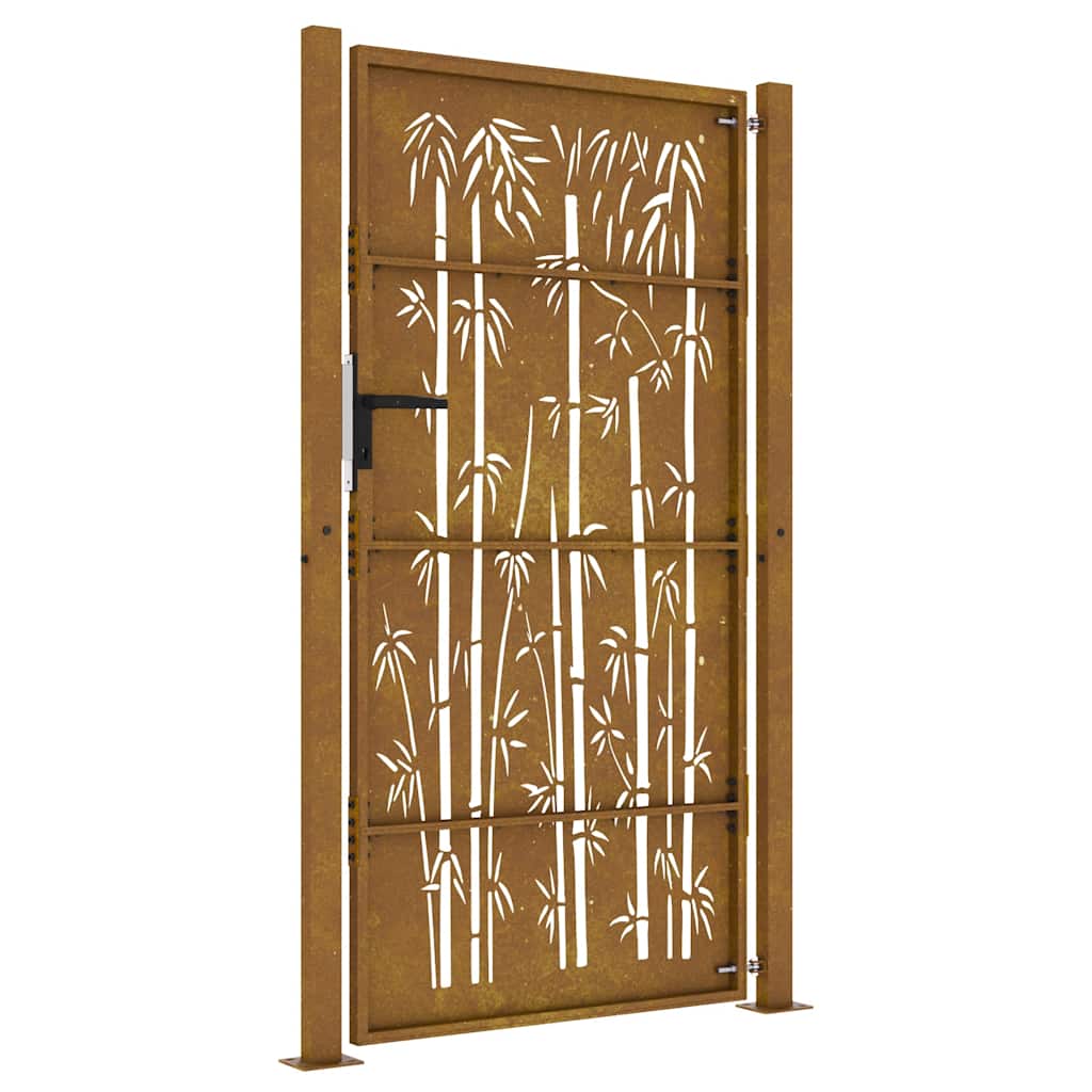 Puutarhaportti 100X200 Cm Corten-Teräs Bambukuvio