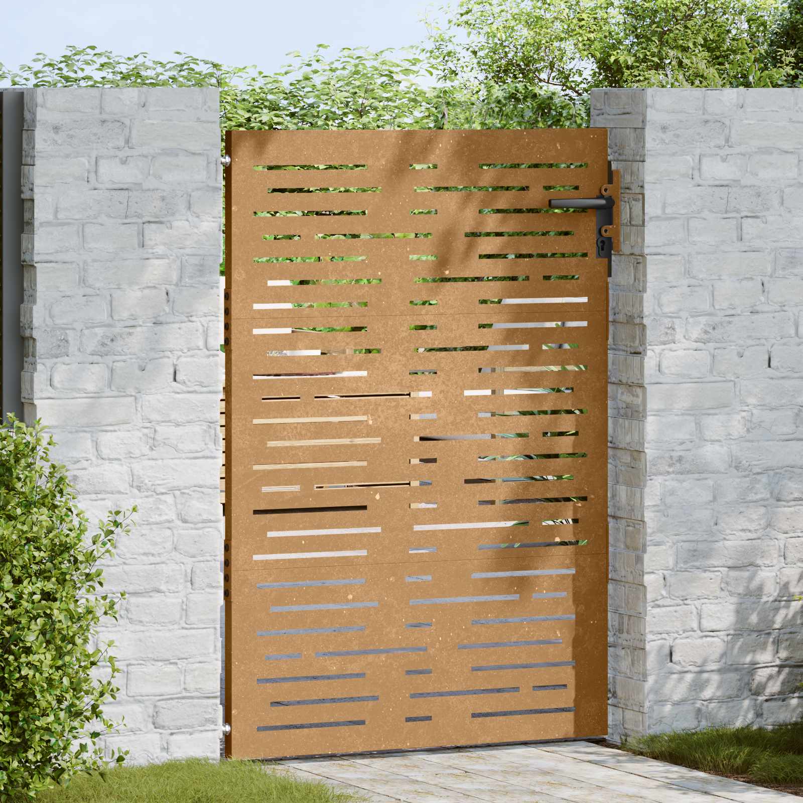 Puutarhaportti 85X150 Cm Corten-Teräs Neliönmuotoinen