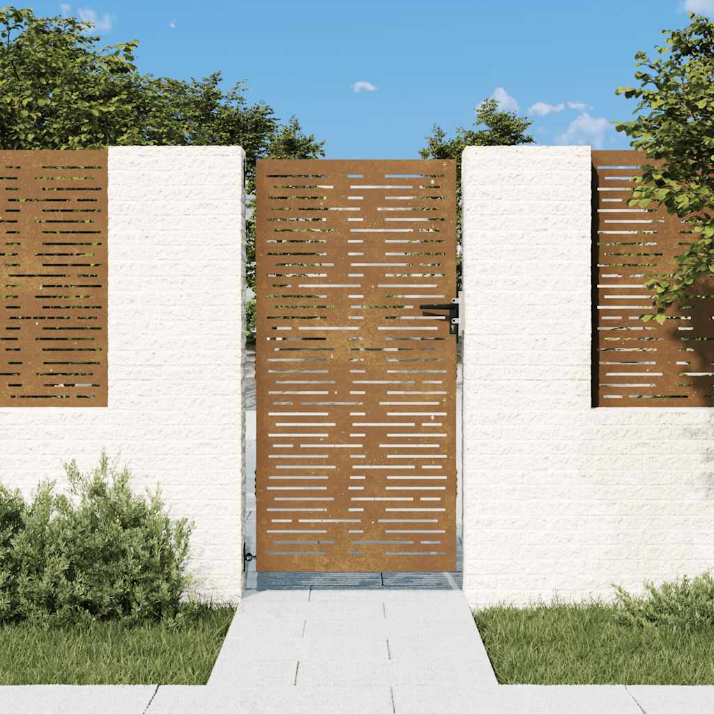 Puutarhaportti 85X200 Cm Corten-Teräs Neliönmuotoinen