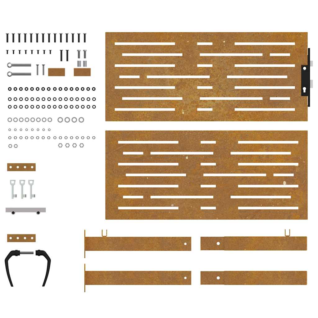 Puutarhaportti 100X100 Cm Corten-Teräs Neliönmuotoinen