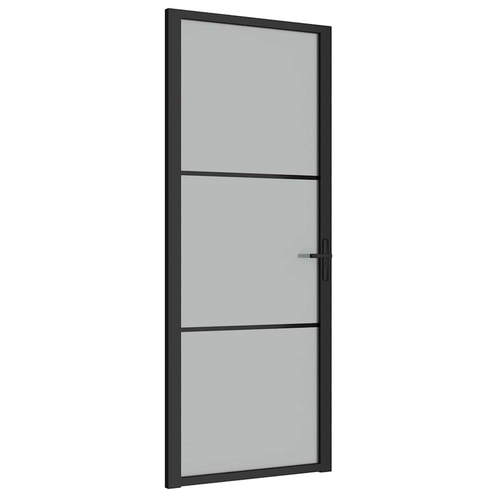 Sisäovi 83X201,5 Cm Musta Mattalasi Ja Alumiini