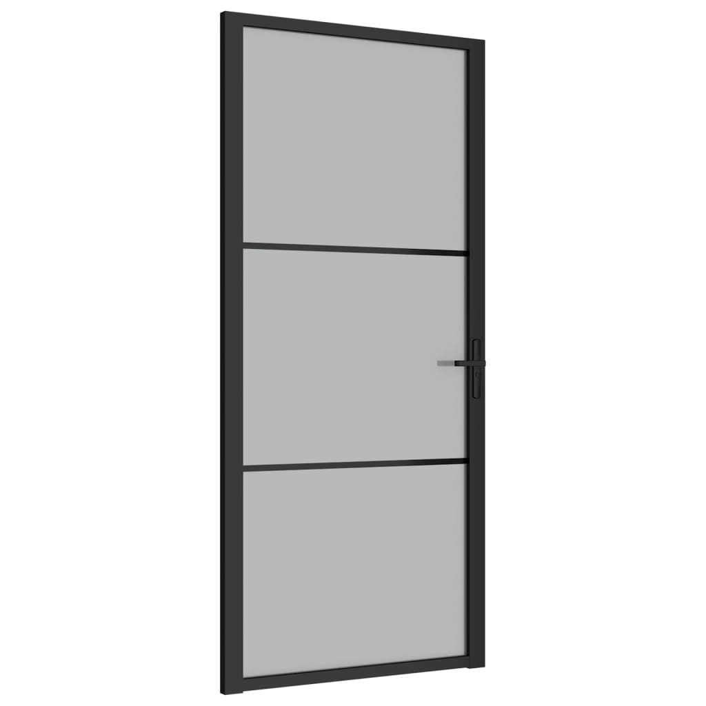 Sisäovi 93X201,5 Cm Musta Mattalasi Ja Alumiini