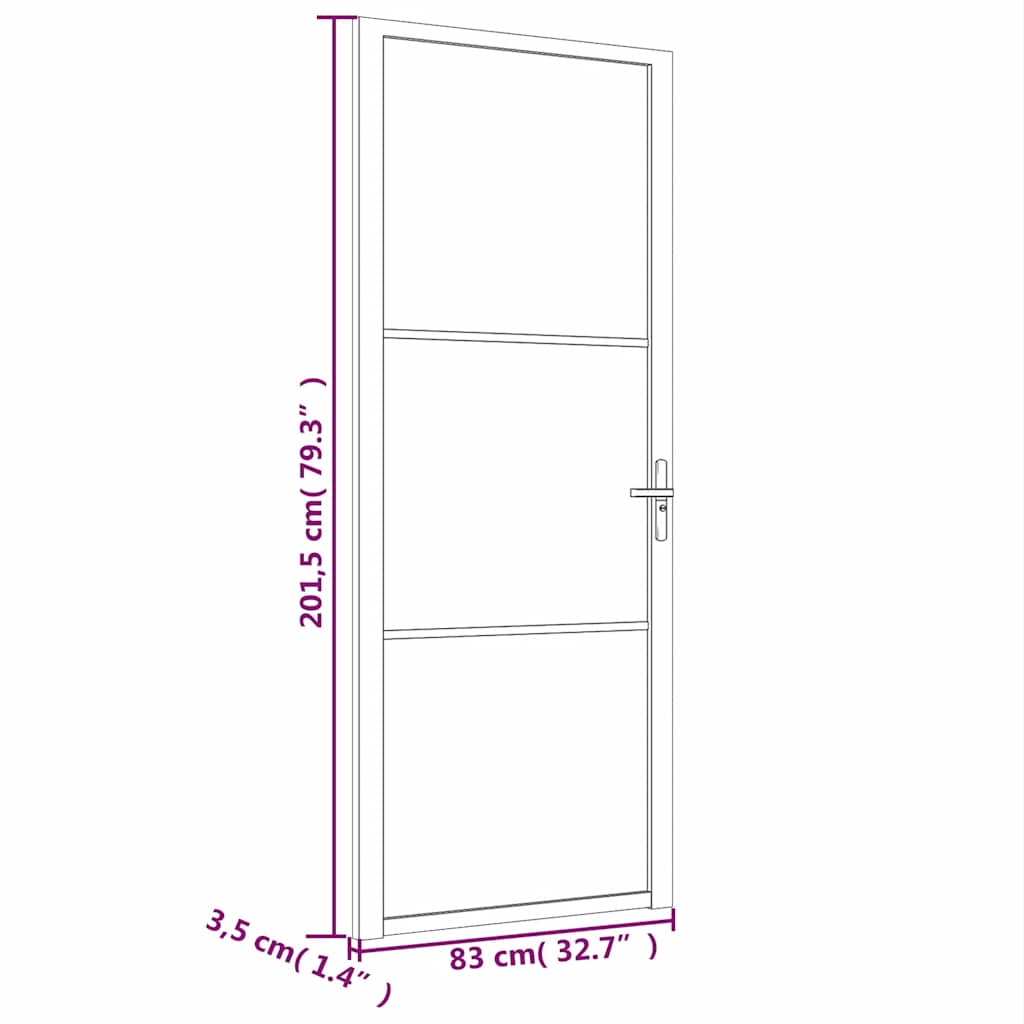 Sisäovi 83X201,5 Cm Musta Esg-Lasi Ja Alumiini