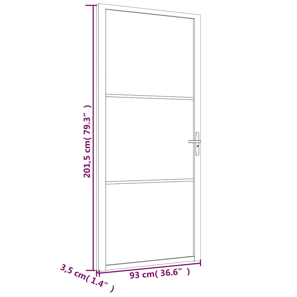 Sisäovi 93X201,5 Cm Valkoinen Esg-Lasi Ja Alumiini