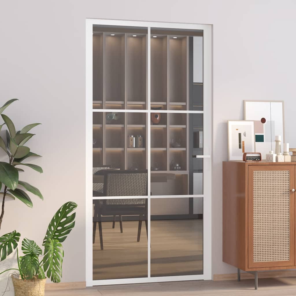 Sisäovi 102,5X201,5 Cm Valkoinen Esg-Lasi Ja Alumiini