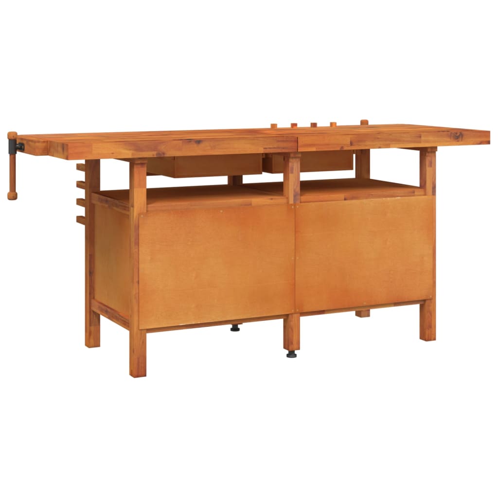 Työpenkki Ruuvipuristimilla 192X62X83 Cm Täysi Akasiapuu