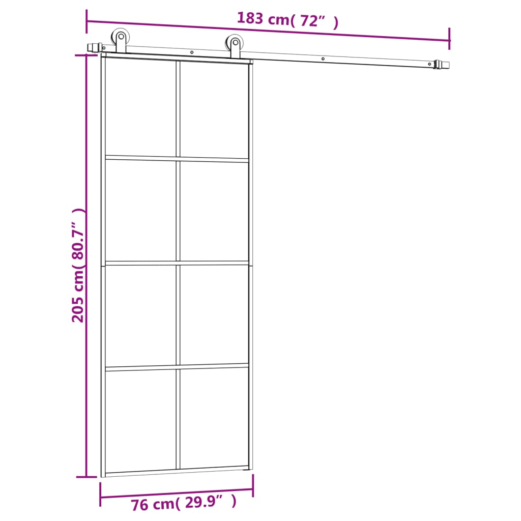 Liukuovi Asennustarvikkeilla 76X205 Cm Esg Lasi Ja Alumiini