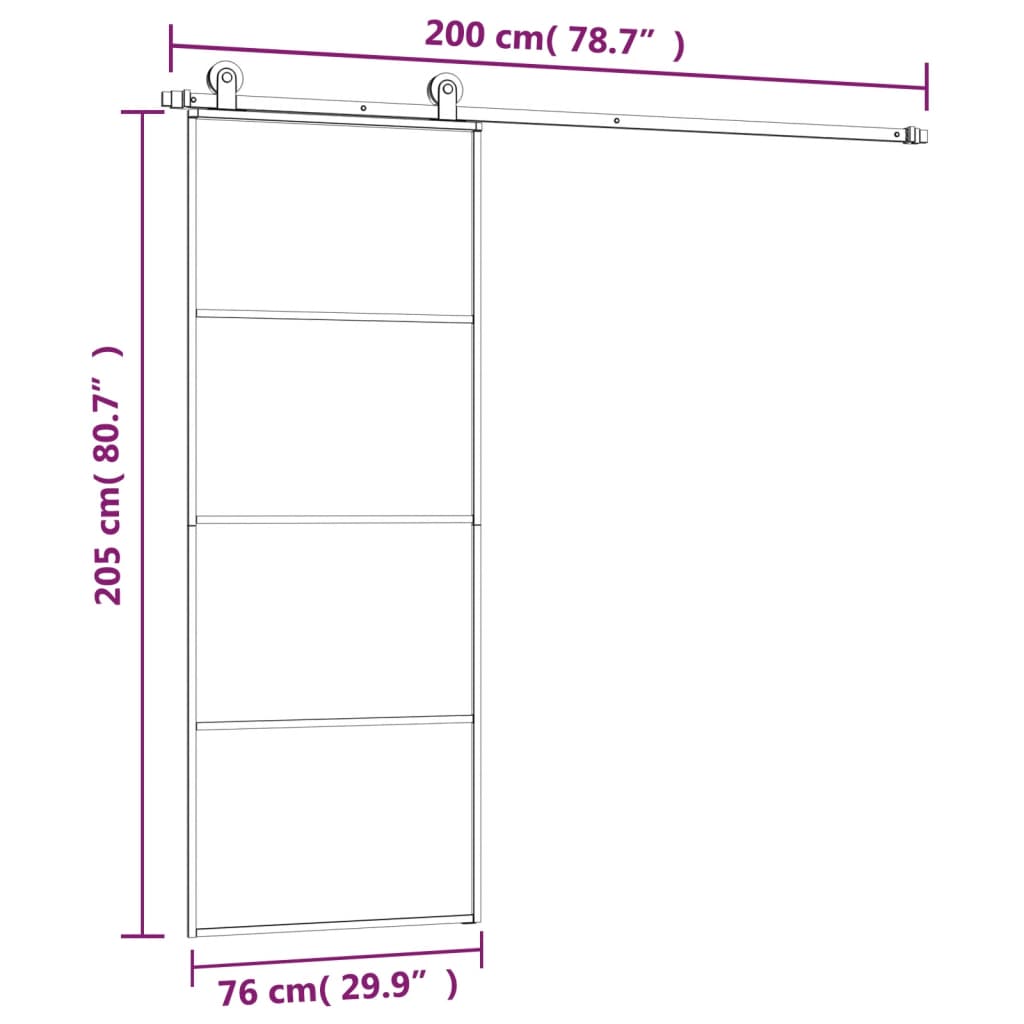 Liukuovi Asennustarvikkeilla 76X205 Cm Esg Lasi Ja Alumiini