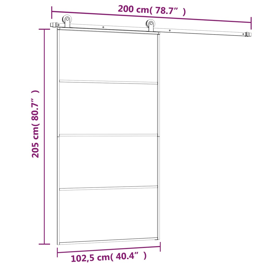 Liukuovi Asennustarvikkeilla 102,5X205 Cm Esg Lasi Ja Alumiini
