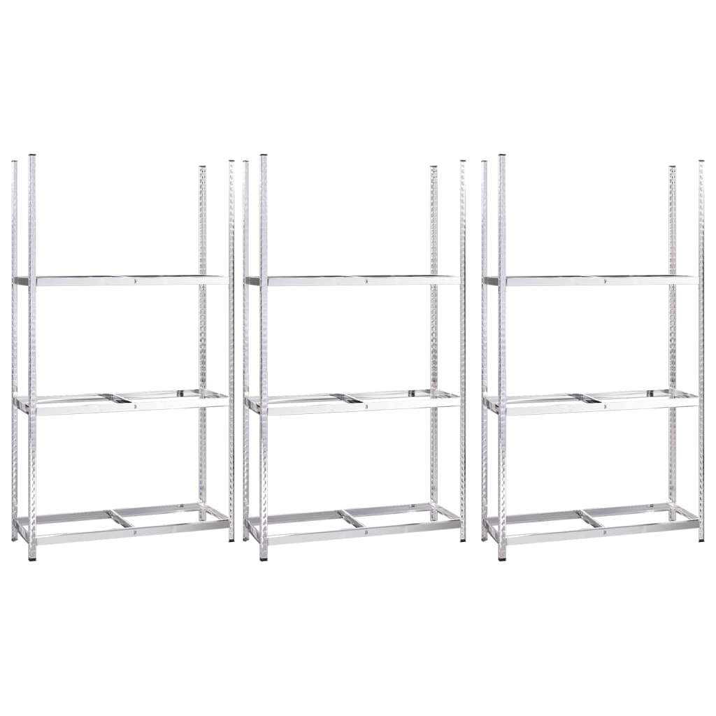 3-Tasoinen Rengasteline 3 Kpl Hopea 110X40X200 Cm Teräs