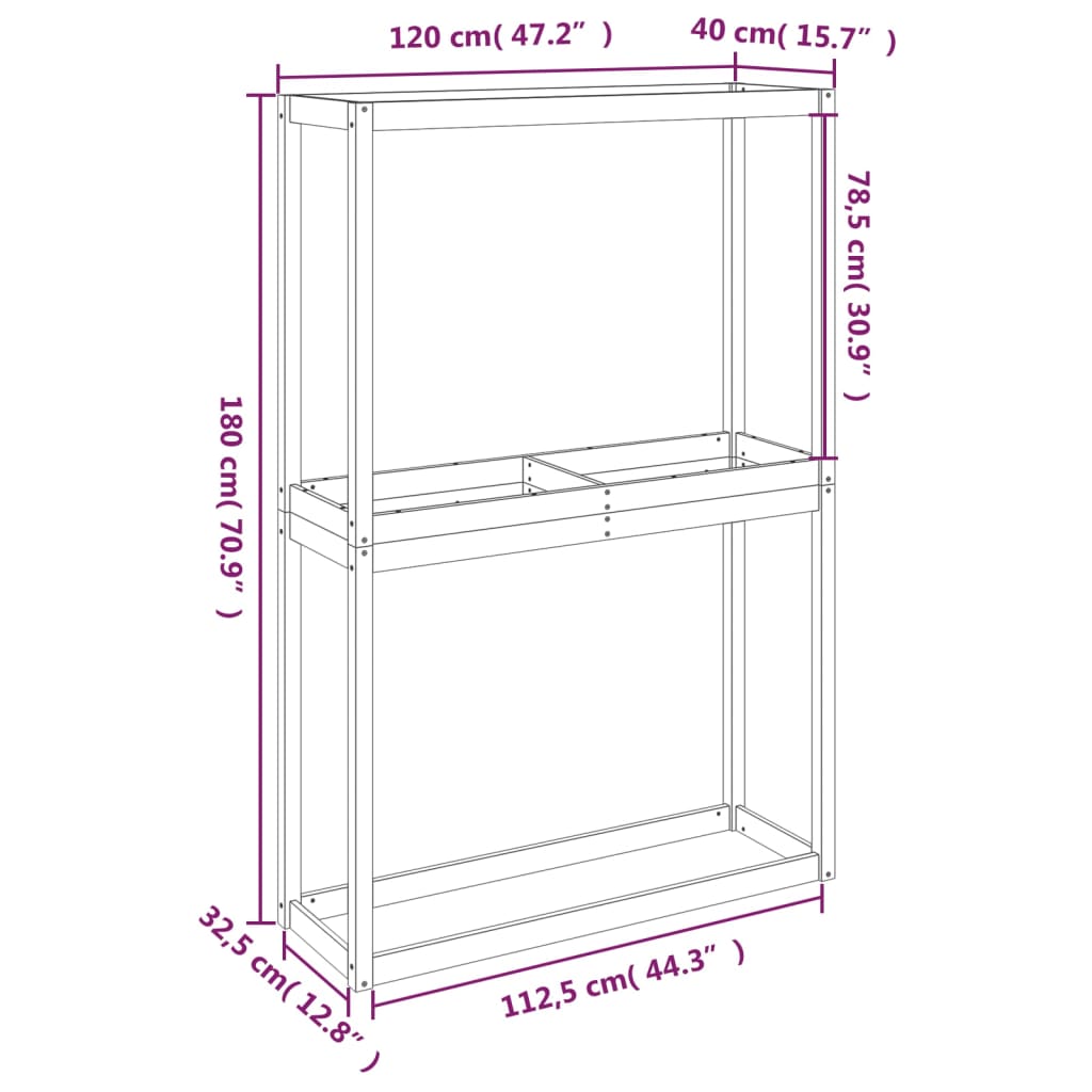 Rengasteline Musta 120X40X180 Cm Täysi Mänty