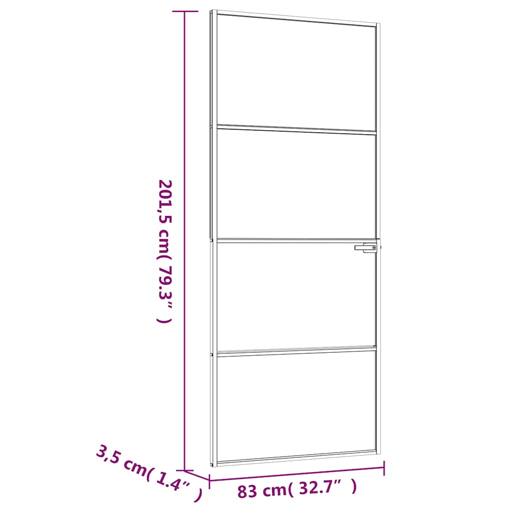 Sisäovi Musta 83X201,5 Cm Karkaistu Lasi Ja Alumiini Ohut