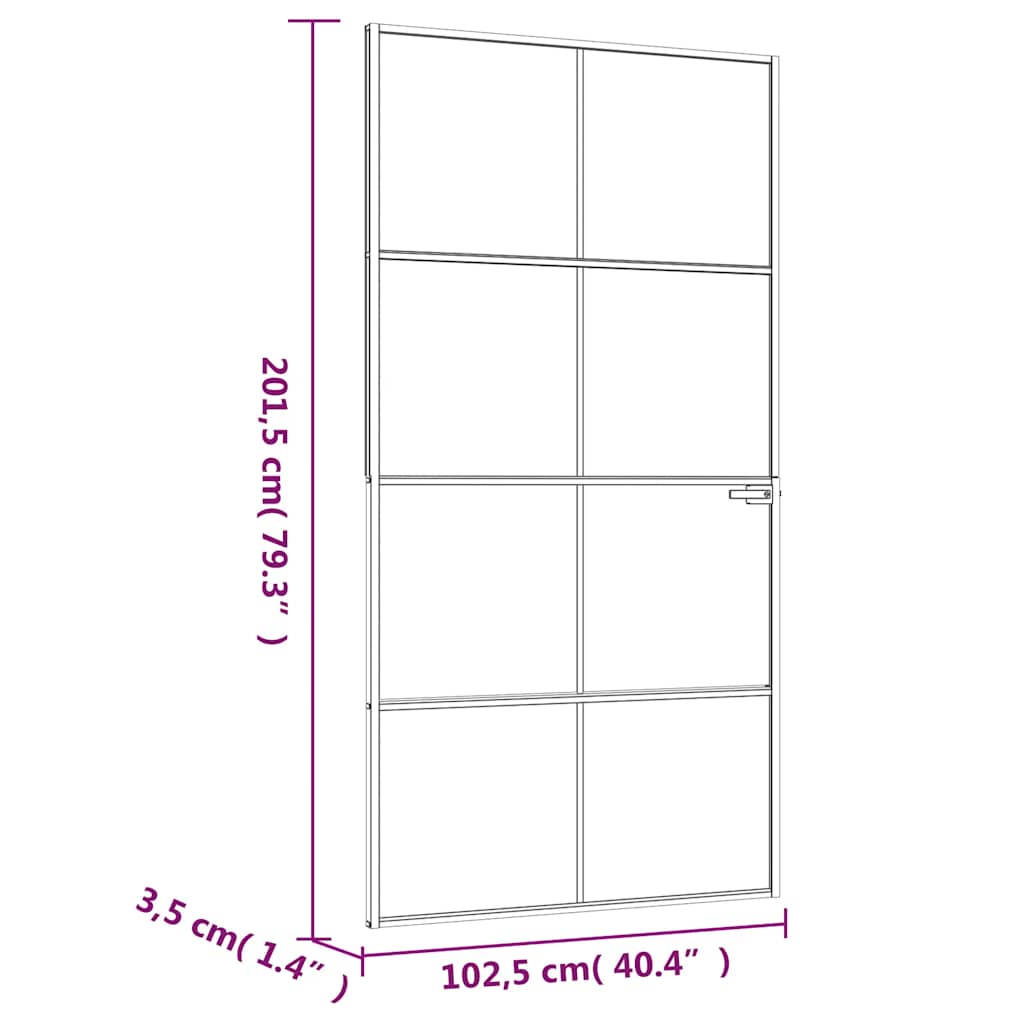 Sisäovi Musta 102X201,5 Cm Karkaistu Lasi Ja Alumiini Ohut