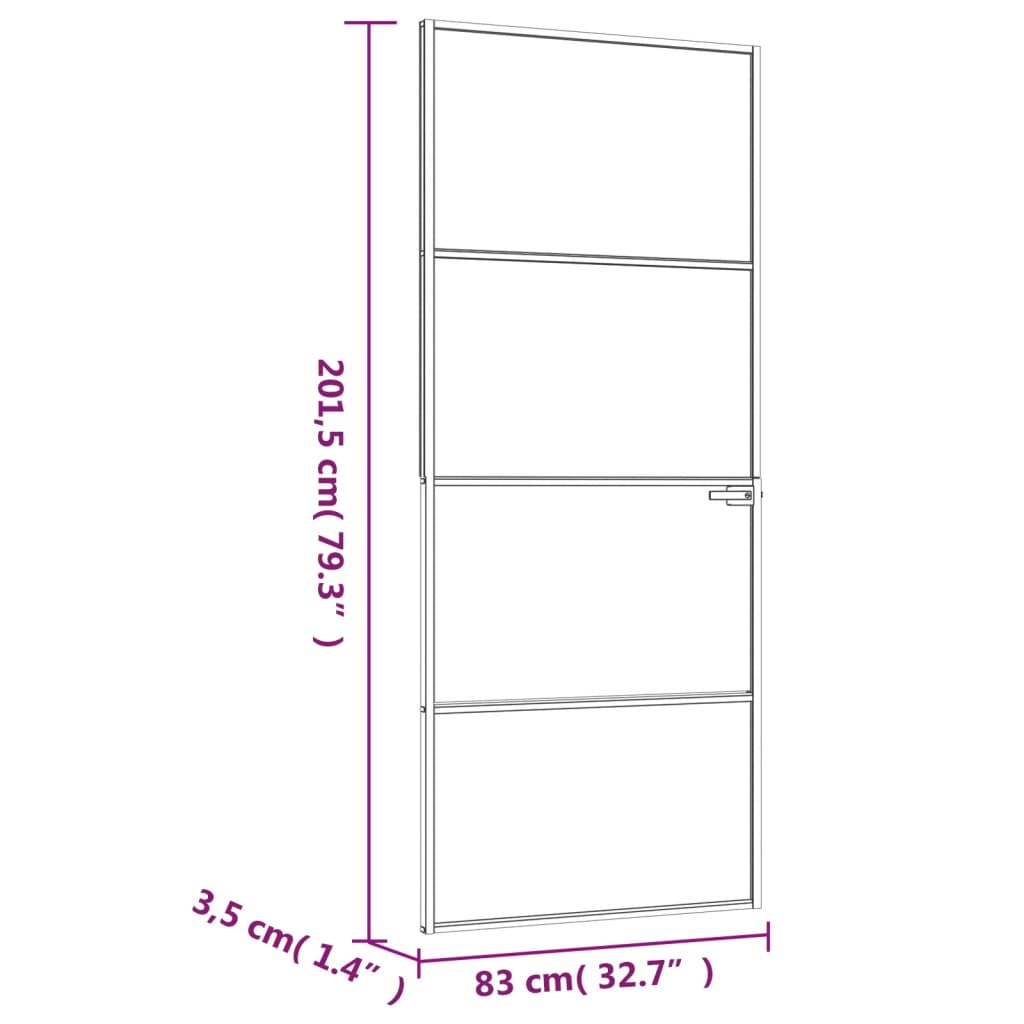 Sisäovi Valkoinen 83X201,5 Cm Karkaistu Lasi Ja Alumiini Ohut