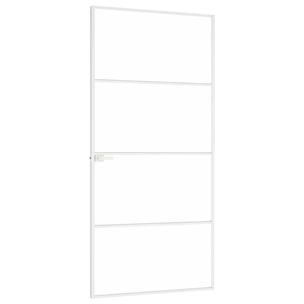 Sisäovi Valkoinen 93X201,5 Cm Karkaistu Lasi Ja Alumiini Ohut