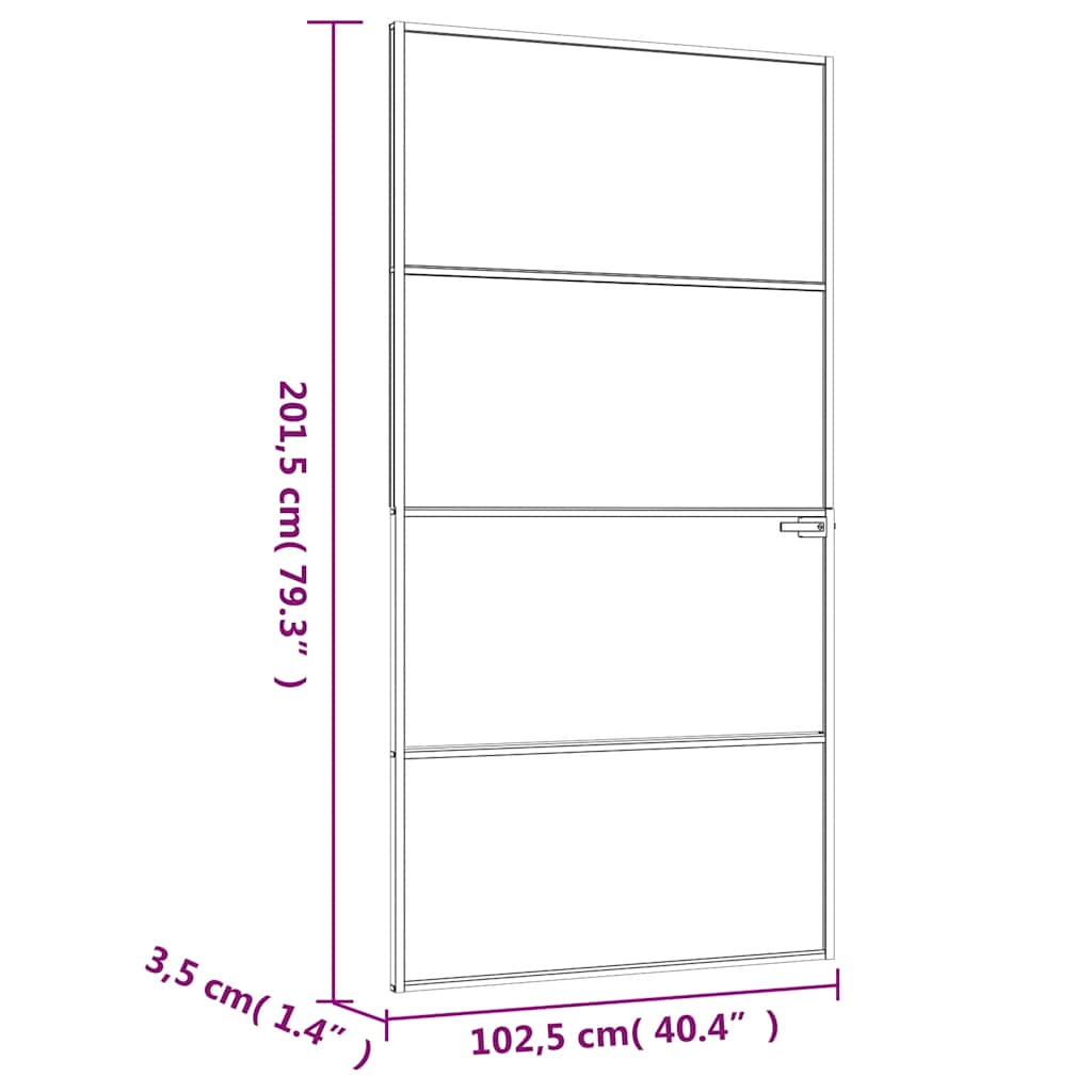 Sisäovi Valkoinen 102X201,5 Cm Karkaistu Lasi Ja Alumiini Ohut