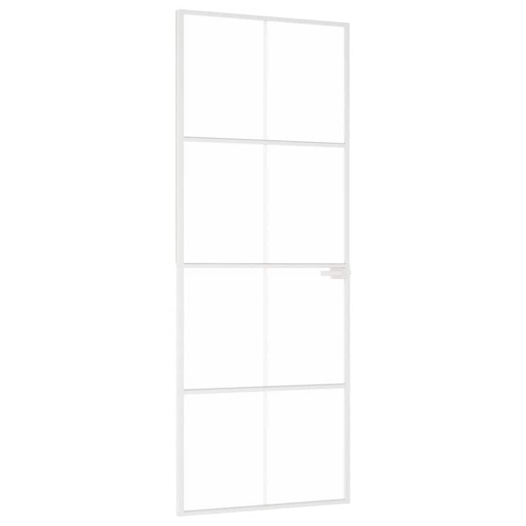 Sisäovi Valkoinen 76X201,5 Cm Karkaistu Lasi Ja Alumiini Ohut