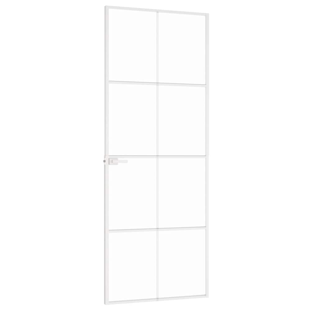 Sisäovi Valkoinen 76X201,5 Cm Karkaistu Lasi Ja Alumiini Ohut