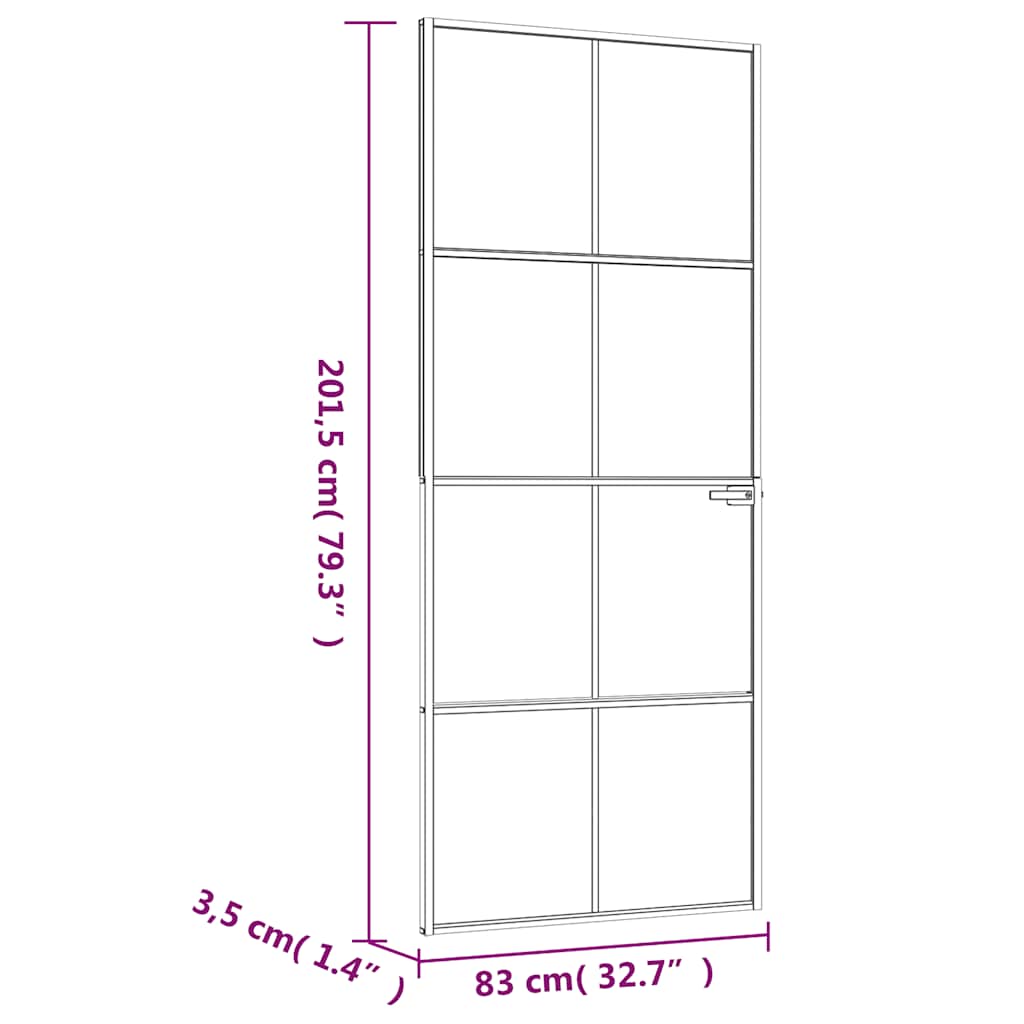Sisäovi Valkoinen 83X201,5 Cm Karkaistu Lasi Ja Alumiini Ohut