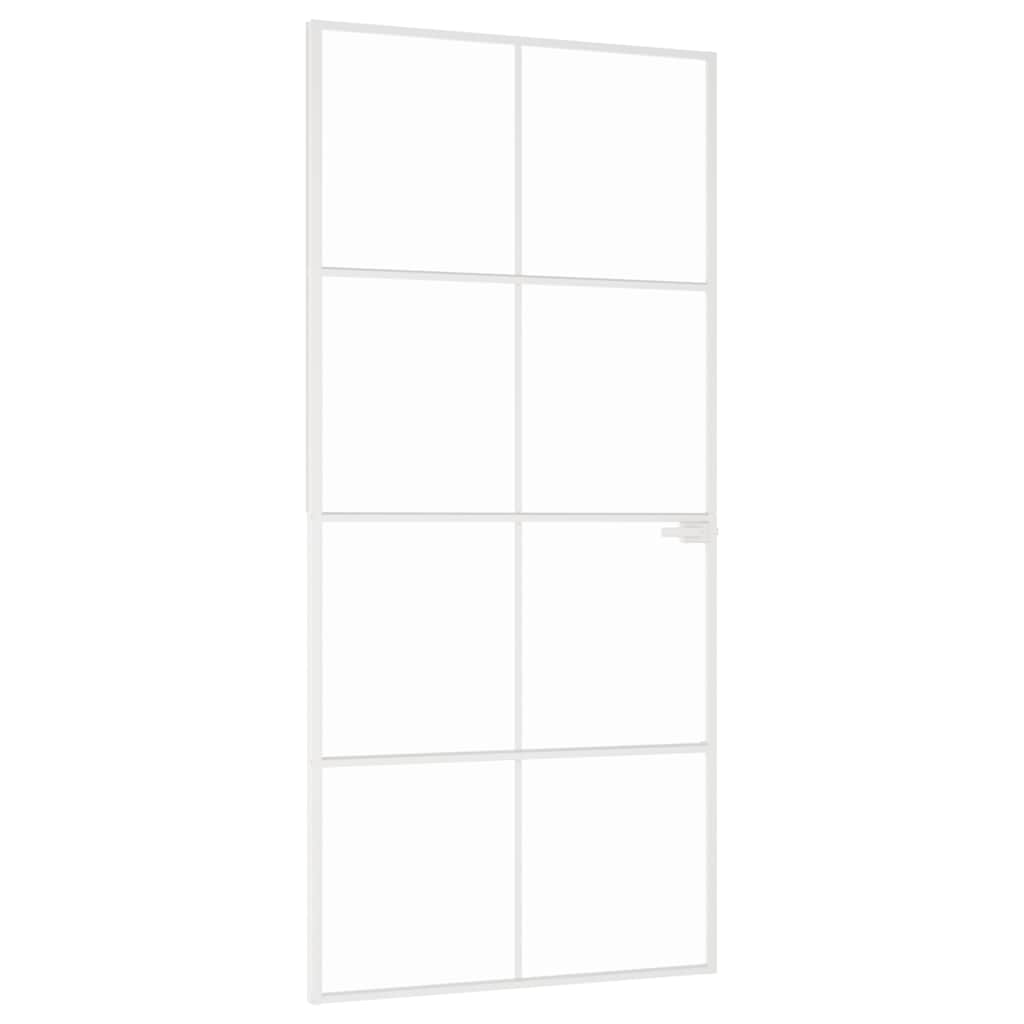 Sisäovi Valkoinen 93X201,5 Cm Karkaistu Lasi Ja Alumiini Ohut
