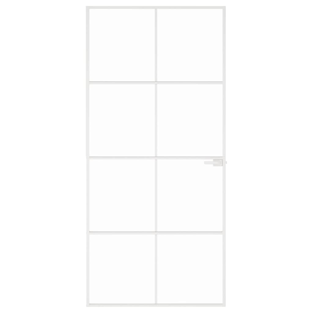 Sisäovi Valkoinen 93X201,5 Cm Karkaistu Lasi Ja Alumiini Ohut