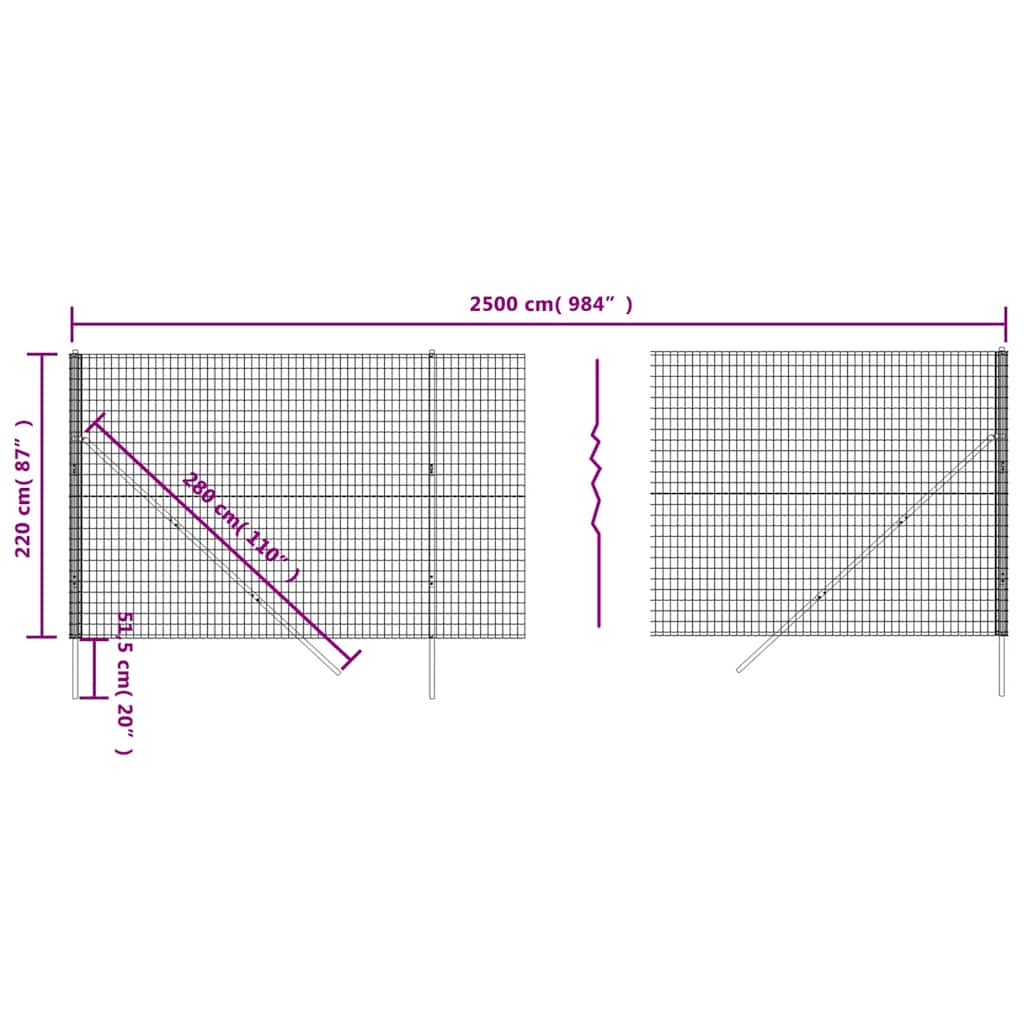 Verkkoaita Vihreä 2,2X25 M Galvanoitu Teräs