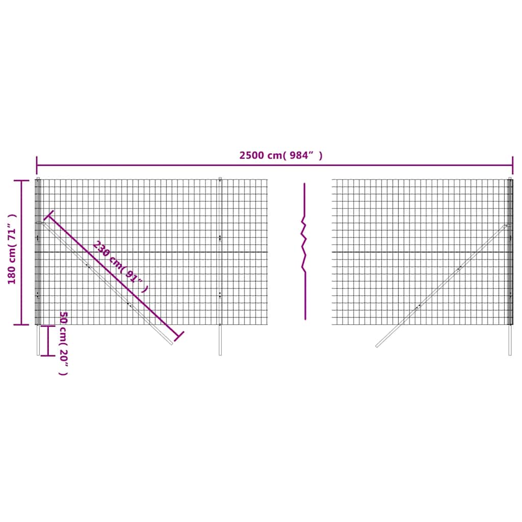Verkkoaita Antrasiitti 1,8X25 M Galvanoitu Teräs