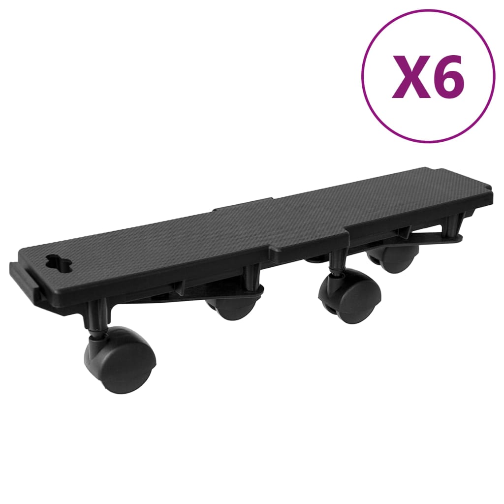 Kuljetuskärryt 4 Pyörää 6 Kpl Musta Polypropeeni 170 Kg
