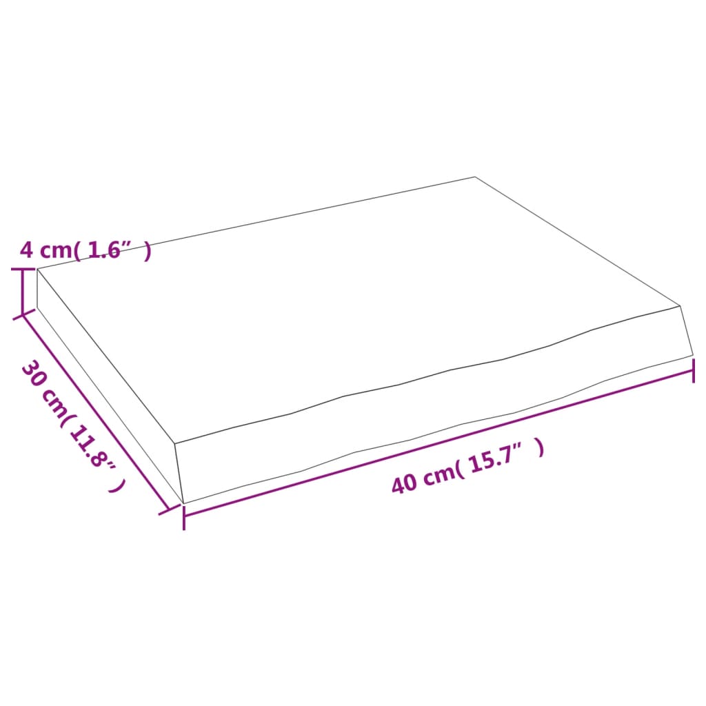 Kylpyhuoneen Työtaso 40X30X(2-4) Cm Käsittelemätön Täysi Puu
