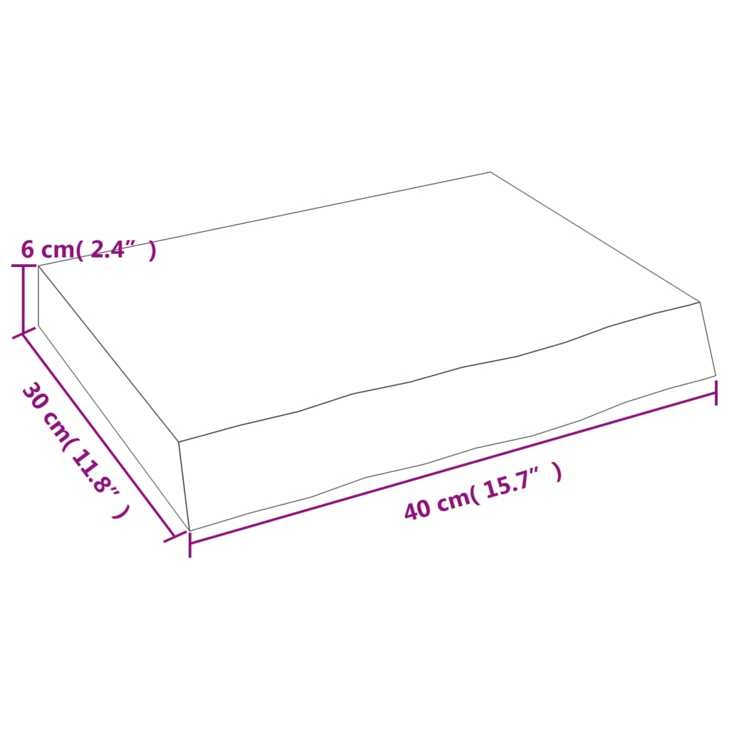 Kylpyhuoneen Työtaso 40X30X(2-6) Cm Käsittelemätön Täysi Puu