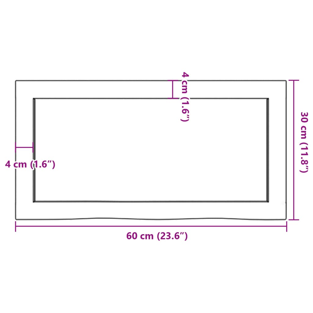 Kylpyhuoneen Työtaso 60X30X(2-6) Cm Käsittelemätön Täysi Puu