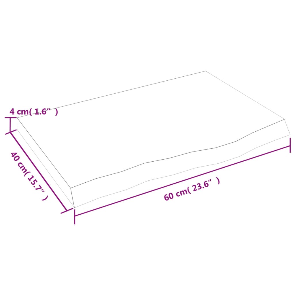 Kylpyhuoneen Työtaso 60X40X(2-4) Cm Käsittelemätön Täysi Puu