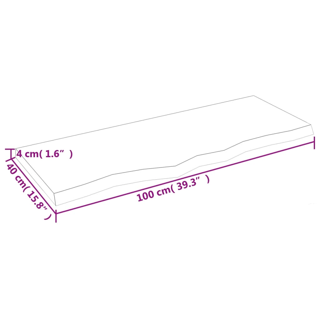 Kylpyhuoneen Työtaso 100X40X(2-4) Cm Käsittelemätön Täysi Puu